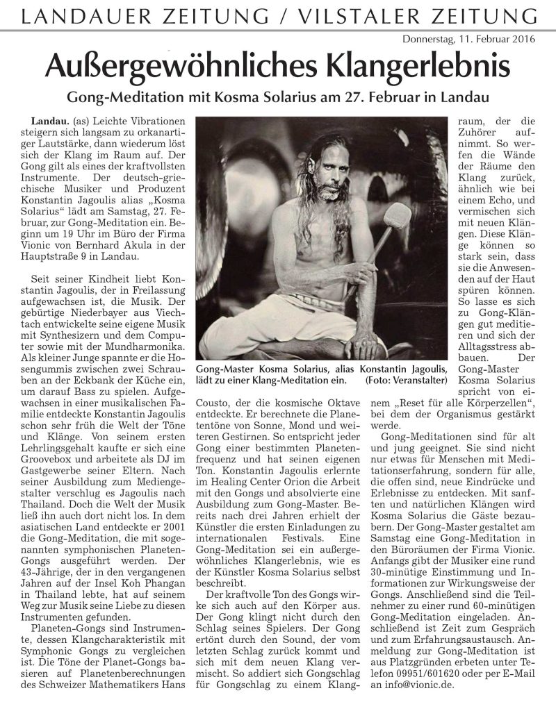 News article in Landauer Zeitung