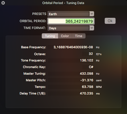 Earth Year Tuning Data